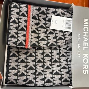 Michael Kors Geometric Black and Gray Set with Red Trim